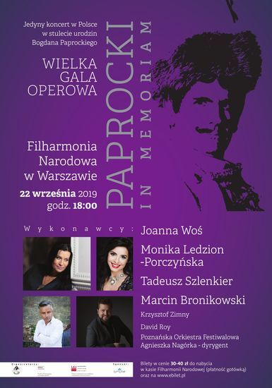 Plakat promujący koncert w Filharmonii Narodowej