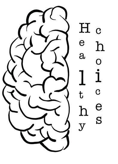 Grafika przedstawiająca połowę mózgu i napis Healthy Choices