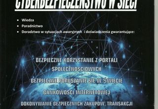 Plakat promujący wykłady online o cyberbezpieczeństwie
