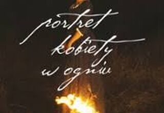 Plakat utrzymany w cielnej kolorystyce z płomieniem ognia i kobietą w tle