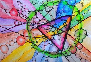 Kolorowa grafika z kolorowym rysunkiem wykonanym techniką neurografiki