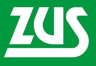 Logo ZUSu, na zielonym tle duże litery ZUS