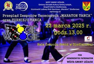 Plakat promujący Pierwszy Turniej Boogie Woogie Dzieci w Giedlarowej