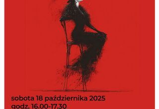 Zdjęcie plakatu: Na czerwonym tle czarna postać kobiety