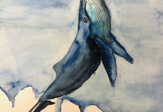 Zdjęcie: grafika przedstawiająca wieloryba na tle statku