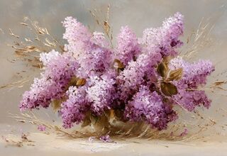 Grafika: bukiet z fioletowego bzu