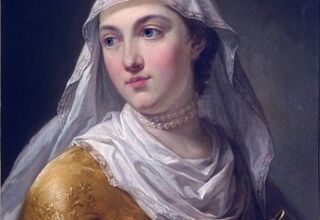 Obraz młodej kobiety z koroną na głowie, foto: https://naszahistoria.pl/tag/ludwika-maria-gonzaga