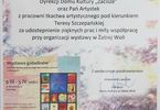 Podziękowanie dla Dyrekcji DK Zacisze oraz Pań Artystek z pracowni tkactwa artystycznego za zorganizowanie wystawy w Żabiej Woli, 9.03-5.04.18