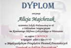 Dyplom dla Alicji Majchrzak