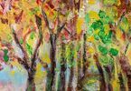 Akrylowy obraz ścieżki i jesiennych drzew