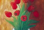 Obraz czerwonych tulipanów.