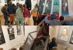 Kolaż zdjęć przedszkolaków zwiedzających wystawę #Syrenka Warszawska.