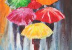 Obraz przedstawiający kolorowe parasole