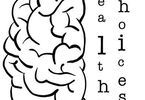 Połowę grafiki zajmuje zdjęcie połowy mózgu, po drugiej stronie widnieje napis: healthy choices