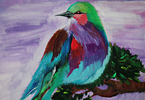 Kolorowy ptak namalowany techniką akrylu