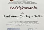 Podziękowanie dla Pani Anny Czuchaj Seńko