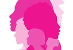Grafika: różowe głowy kobiet, w różnych odcieniach