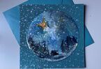 Zdjęcie: kartka świąteczna z motywem nocy, wykonana w technice akwarelowej