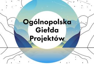 W okręgu zamknięty napis Ogólnopolska Giełda Projektów W okręgu zamknięty napis Ogólnopolska Giełda Projektów