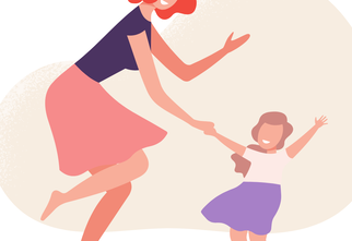 Grafika z tańczącą mamą i dziewczynką