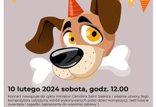 Plakat wydarzenia z pyskiem psa i w barwach brązowo-pomarańczowych