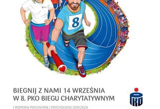 Grafika z biegaczami i bieżnią oraz nazwą wydarzenia