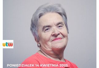 Plakat; Portret starszej kobiety w różowej bluzce