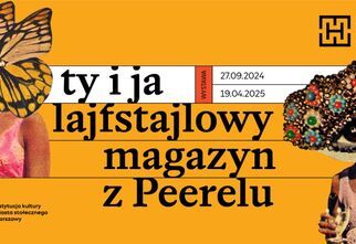 Plakat wystawy na żółtym tle, foto:https://dsh.waw.pl/4658-ty-i-ja-lajfstajlowy-magazyn-z-peerelu-wystawa,wys