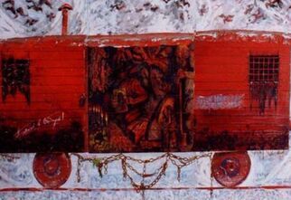 Obraz wagonu kolejowego, foto: S. Centomirski – Polaków na Syberię!