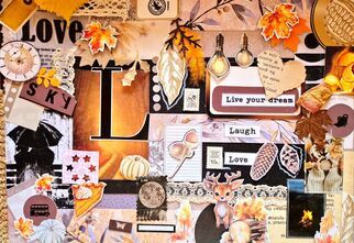 Zdjęcie: kartka w technice scrapookingu w barwach jesieni