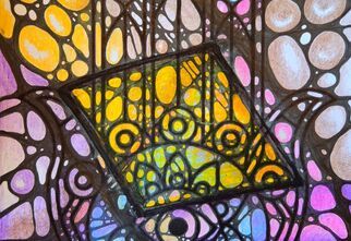 Neurograficzny obraz wielokolorowy, z widocznym okiem i kwadratem