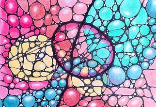 Zdjęcie: rysunek neurograficzny z dominującym kolorem różowym i turkusowym