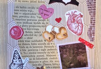 Zdjęcie: Kolaż z obrazkami w różowo-pudrowej kolorystyce z wycinankami i napisami