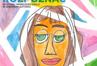 Grafika: Autyzm potrafię rozpoznać 30 marca-10 kwietnia 2026, kolorowy portret dziewczynki, praca autorstwa Danielli