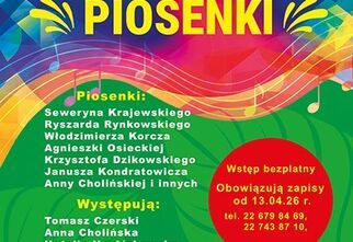 Plakat: Mazowieckie Piosenki, kolorowa grafika z nutami na pięciolini
