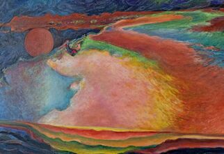 Obraz: Zachód słońca, olej 2014, autorstwa Krystyny Bachanek