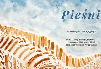 Zdjęcie: grafika w kolorze beżowo-niebieskim z napisem Pieśni