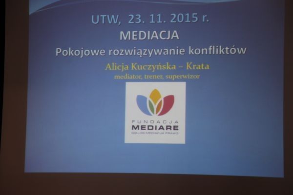Wykład UTW: Mediacja - pokojowe rozwiązywanie konfliktów