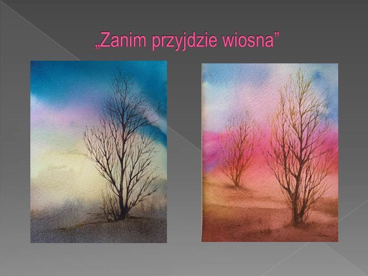 Dwa obrazki drzew bez liści