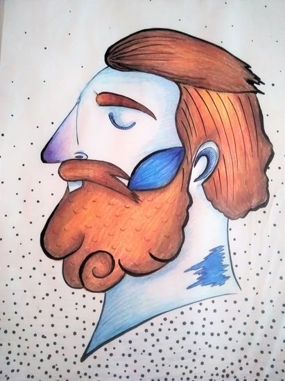 Rysunek profiu mężczyzny z brodą
