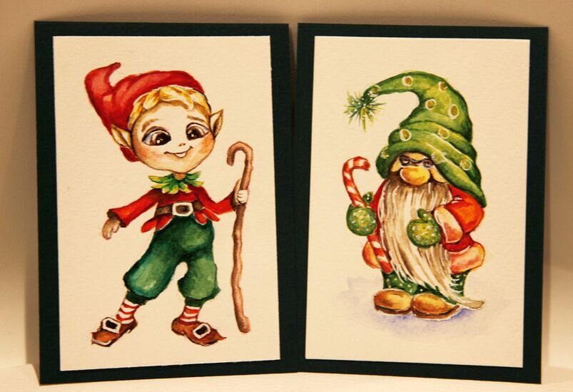 Dwa obrazki przedstawiające elfa i skrzata