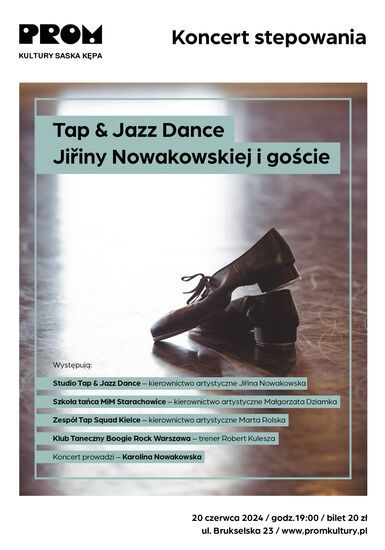 Plakat wydarzenia z grafiką profesjonalnych butów do tańca