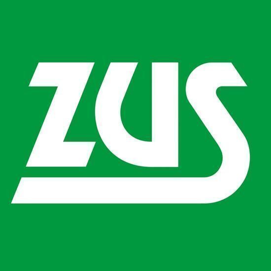 Logo ZUSu, na zielonym tle duże litery ZUS