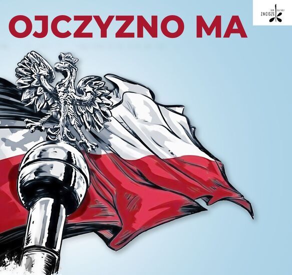 Maszt i flaga biało-czerwona