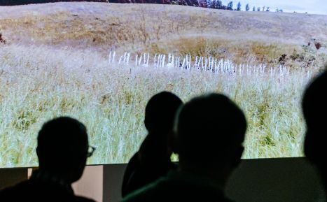 Zdjęcie osób zwiedzających na tle polana wzgórzu, foto: Centrum Sztuki Współczesnej