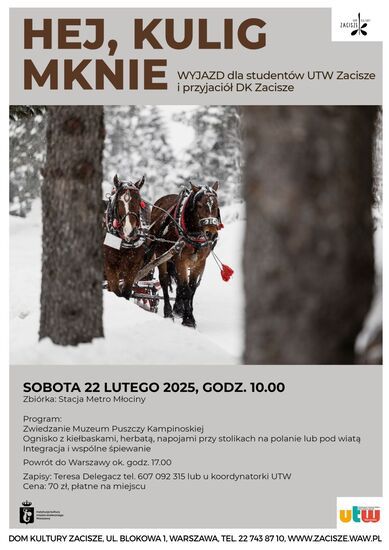 Plakat: Kulig po Puszczy Kampinoskiej