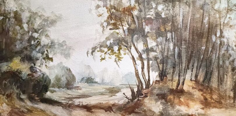 Zdjęcie: obraz w technice akrylu, pejzaż lasu