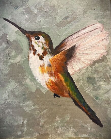 Zdjęcie: Ptak na szarym tle, obraz w technice akrylu