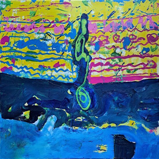 Obraz Jazda w prawo, autorstwa Andrzeja Grabowskiego, media na płótnie