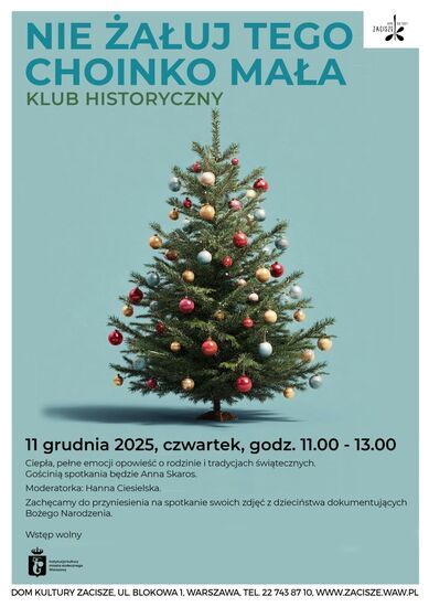 Plakat: Kolorowa choinka na niebieskim tle